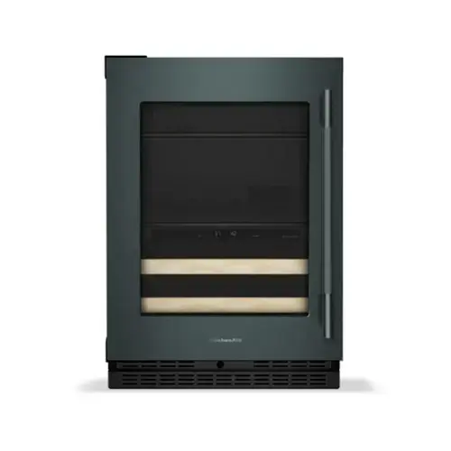 Front. KitchenAid - 24" Beverage Center with Glass Door and Wood-Front Racks - Juniper.
