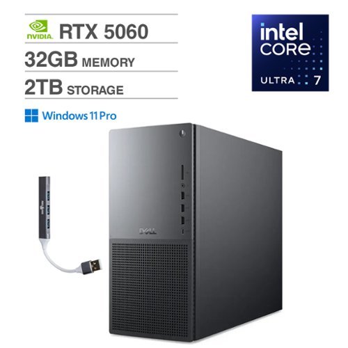 Dell - Tower Plus EBT2250 Desktop (Ultra 7-265, 32GB, 2TB SSD, GeForce RTX 5060, Thunderbolt 4, Win 11 Pro) w/USB Hub - Black-Front_Standard 