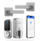 DESLOC - B200 Smart Lock Keyless Entry Fingerprint Deadbolt with Handle/Lever Set, Front Door Replacement, Bluetooth App - Silver - Square Lever-Front_Standard