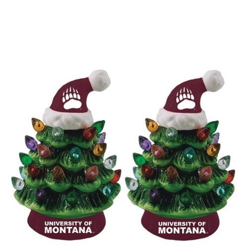 Evergreen Enterprises - Montana Grizzlies 2-Pack 4" Ceramic LED Christmas Tree Set - Multicolor-Front_Standard 