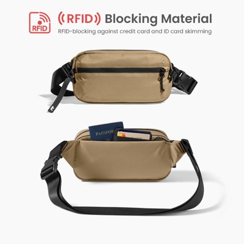 tomtoc Aviator-T33 2.5L Sling Bag with RFID Blocking, Minimalist Crossbody Bag Chest Bag Shoulder Pack for Travel, Daily Use - Khaki GLOBAL SHIPPING