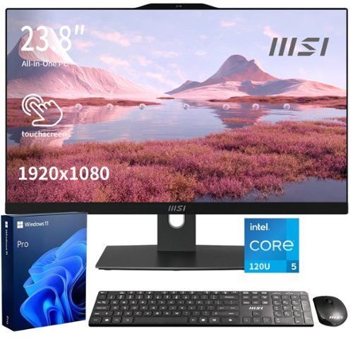 MSI - Upgraded - Modern 23.8" FHD Touchscreen All-in-One - Intel Core 5 120U - 16GB RAM 512GB SSD - Wireless Keyboard & Mouse - Black-Front_Standard 