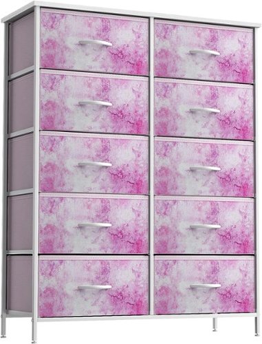 Sorbus - Dresser with 10 Drawers - Storage Unit Organizer Chest for Clothes - Bedroom, Room, Nursery, & Closet - Tie dye pink-Front_Standard 