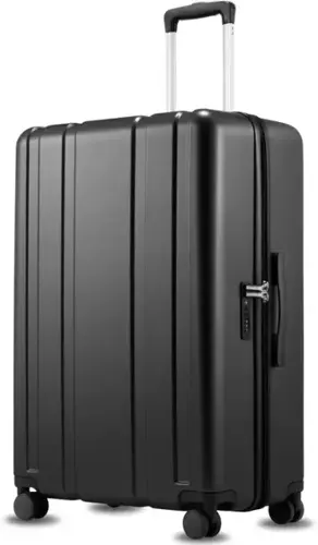 Front. LUGGEX - LUGGEX 28 Inch Large Checked Suitcase, 105L Capacity PC Hard Shell Luggage with 360° Spinner Wheels - L2NX - Black.