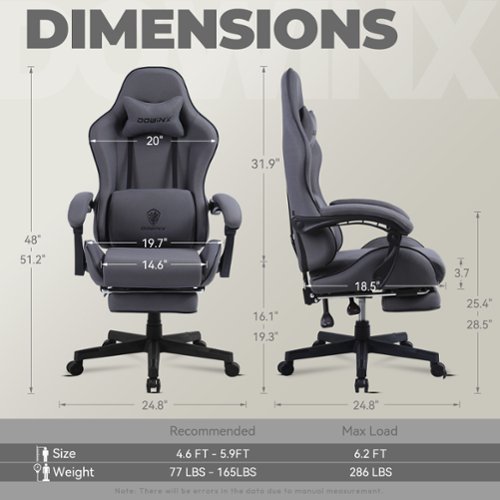 Dowinx Fabric Gaming Chair with Massage Lumbar Support, Ergonomic