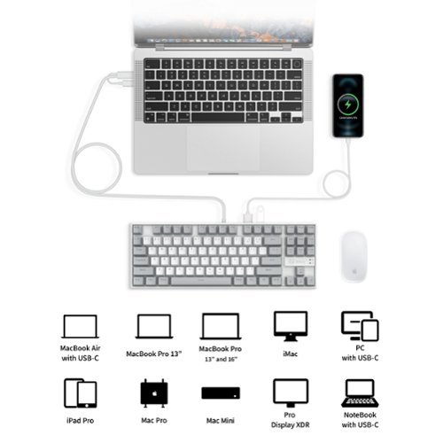 3inus KEBOHUB EE01 Wired Mechanical Keyboard with 5-in-1 Hub, 87 Keys RGB Backlit, Hot-Swappable Switches for Mac & Windows - Gray BUY IN HONG KONG