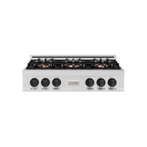 ZLINE - Autograph 36 in. Classic Rangetop with 6 DuoPro Burners and Black Accents (PCRTZ-36-MB) - Stainless Steel