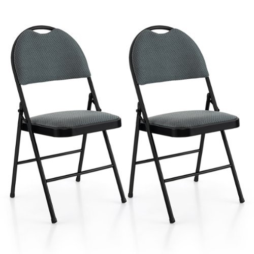 Costway - 2 Pack Folding Chairs Portable Padded Office Kitchen Dining Chairs - Gray-Front_Standard 