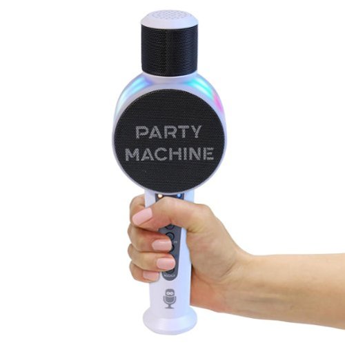 Singing Machine - Party Machine Portable Microphone and Speaker  with Bluetooth and Voice Changers - White-Front_Standard 