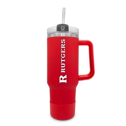 The Fanatic Group - Rutgers Scarlet Knights 40oz. Stainless Tumbler with Handle & Removable Straw - Red-Front_Standard 