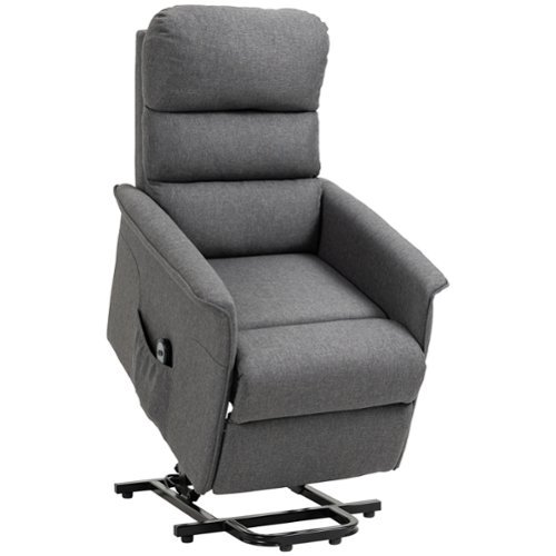 Homcom - Power Lift Recliner Brown: Fabric Easy Assembly w/Remote & Side Pockets, Elderly Living Room Chair - Gray-Front_Standard 