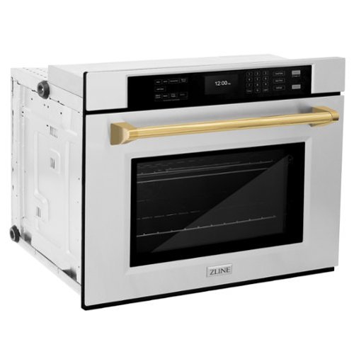 ZLINE - 30 in. Autograph Wall Oven w/ Air Fry and Self Clean w/ Polished Gold Handle - Stainless Steel