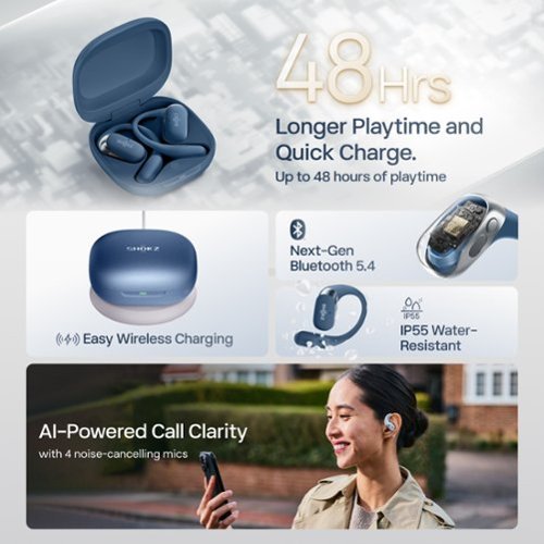 Shokz OpenFit 2+ Open-Ear True Wireless Bluetooth Earbuds - Stone Blue BUY IN SINGAPORE