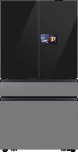Samsung - Bespoke 23 cu. ft. Counter Depth 4-Door French Door Refrigerator with AI Home & AI Vision Inside™ - Charcoal Glass / Stainless Steel