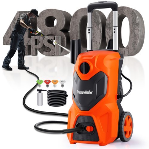 Sugift - 4800 PSI 3.2 GPM Cold Water Electric Pressure Washer with 4 Quick-Connect Nozzles - Orange-Front_Standard 