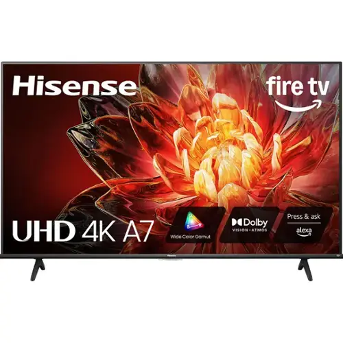 Hisense Fire TV UHD 4K A7  
Wide Color Gamut  
Dolby Vision Atmos  
Press & Ask Alexa