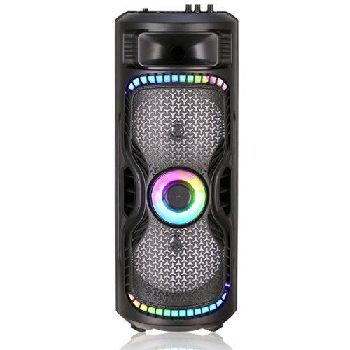 TopTech - BRAZE-8 Dual 8" Bluetooth Party Speaker with Disco Lights & Rechargeable Battery - Black-Front_Standard 