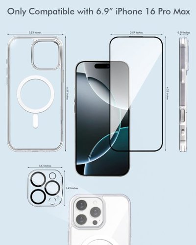 3inus 2-in-1 for iPhone 16 Pro Max 6.9 Magnetic Case and 9H Hardness Screen Protector, Compatible with Magsafe, Shockproof - Crystal Clear Not Yellowing GLOBAL SHIPPING