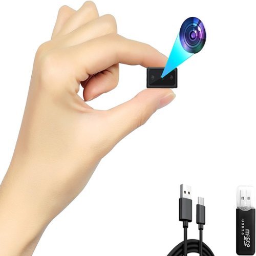 Hidden Camera Mini Spy Camera 1080P Small Security Camera, Tiny Portable Camera, Covert Nanny Cam - Black-Front_Standard 