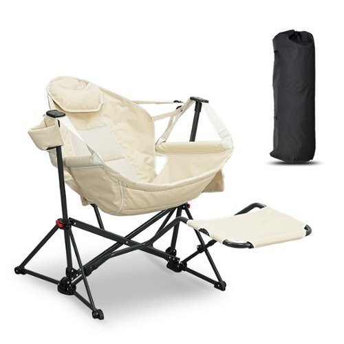 Ainfox - Hammock Camping Chair Beige with Footrest - khaki-Front_Standard 