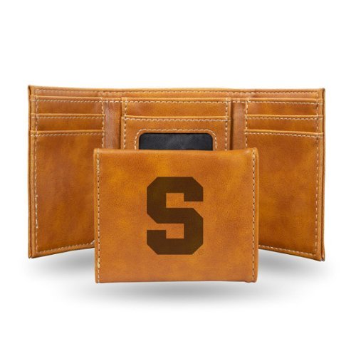 Rico Industries - Syracuse Orange Laser Engraved Brown Synthetic Leather Trifold Wallet - Multi-Front_Standard 