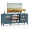 Costway - TV Stand for TVs up to 65" with 3-Position Adjustable Shelves Tempered Glass Doors - Green-Front_Standard
