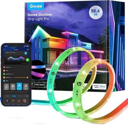Govee - Outdoor LED Strip Lights RGBIC with Warm and Cold White, 98.4ft 2.4G WiFi Smart Outdoor Lights, IP65 Waterproof - ‎Multicolor-Front_Standard 