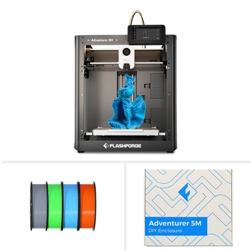 Flashforge - Adventurer 5M 3D Printer, 600mm/s Max Speed, Auto Leveling, 280°C Nozzle, PEI Plate, 220×220×220mm - Black-Front_Standard 
