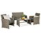 Best Choice Products - 4-Piece Outdoor Wicker Patio Conversation Furniture Set w/ Table, Cushions - Taupe/Slate Green-Front_Standard