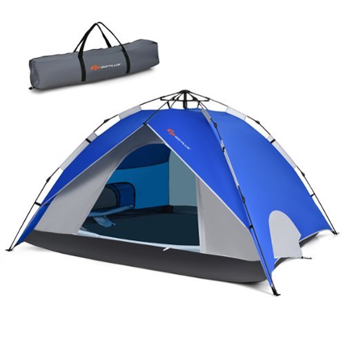 Costway - 4 Person Instant Pop-up Camping Tent 2-in-1 Double-Layer Waterproof Tent