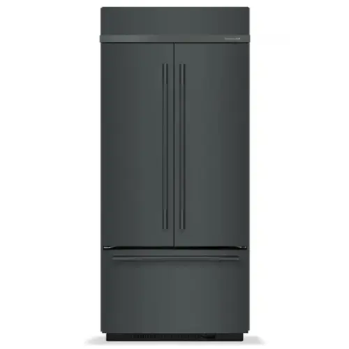 Front. KitchenAid - 20.8 Cu. Ft. Built-In French Door Bottom Mount Refrigerator - Juniper.
