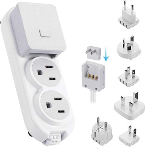 Ceptics - Travel Power Strip - Small & Compact - Surge Protector - Grounded USB + Type C - 2 USA Outlets Input - White-Front_Standard 