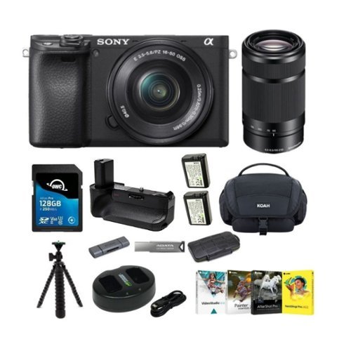 Sony - a6400 Mirrorless Digital Camera Bundle with 16-50mm and 55-210mm Lenses - Black-Front_Standard 