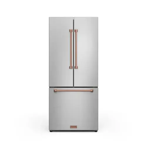Front. Thor Kitchen - Gordon Ramsay Series by Thor Kitchen 17.5 Cu. Ft. Counter Depth Refrigerator with Rose Gold Hardware - Stainless steel.