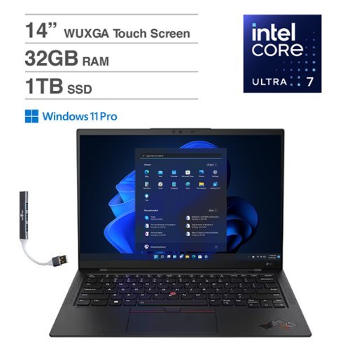 Lenovo - ThinkPad X1 Gen 12 Carbon Laptop 14" Touch dispaly with Intel Ultra 7 155U, 32GB LPDDR5X, 1TB SSD, Win 11 Pro) - Black-Front_Standard 