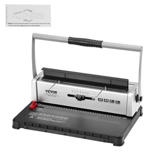 VEVOR - Coil Spiral Binding Machine, Manual Book Maker 34-Holes Binding 120 Sheets - Silvery white,Black-Front_Standard 