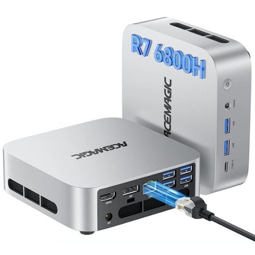 ACEMAGIC - M1 - Mini Gaming PC AMD Ryzen 7 6800H 11 Pro (Up to 4.7GHz) - 32GB(1x32GB) RAM 1TB SSD Radeon 680M Triple 4K Display - Silver-Front_Standard 