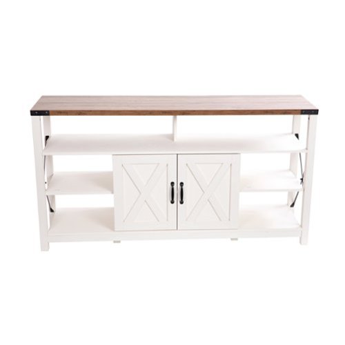 Alamont Home - Wyatt TV Stand for up to 60" TV's with Adjustable Shelf and Storage - White/Rustic - White/Oak