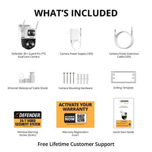Defender AI POWERED Guard Pro 3K PLUS Dual Lens PTZ Wi-Fi 6 Plug-in Security Camera - white BUY IN EUROPE