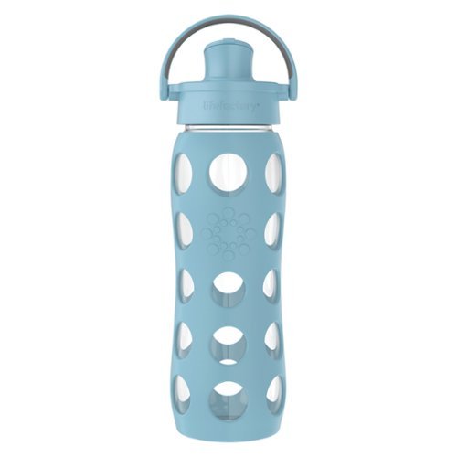 Lifefactory - 22-Oz Glass Water Bottle with Active Flip Cap, Protective Silicone Sleeve - Denim-Front_Standard 