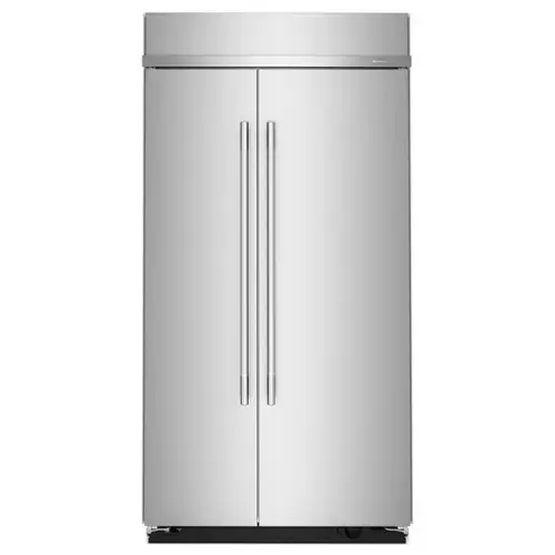 Front. KitchenAid - 25.5 Cu. Ft. Built-In Side-by-Side Refrigerator with Platinum Interior - Stainless Steel with PrintShield Finish.