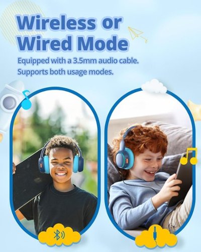 Tronsmart KH03 Active Noise Cancelling Wireless Headphones w/ 74/85/93dB Safe Volume, LED Lights, 70H Playtime for School Travel - Navy Blue BUY IN MIDDLE EAST
