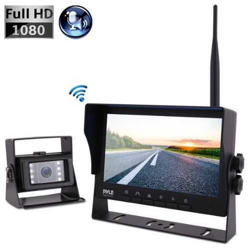 Pyle - Rear View Camera with Monitor - Wireless Backup Camera And Monitor Kit w/ 7" 1080p HD IPS TFT LCD Panel & IR Night - Black-Front_Standard 