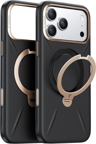 TORRAS - Ostand Q3 Vegan Leather Case for iPhone 18 Pro Max / iPhone 17 Pro Max, Magnetic Case with 360° Ring Stand - Obsidian Black