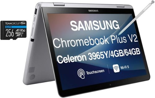  Samsung - Chromebook Plus V2 2-in-1 Laptop (12.2" Touch WUXGA Display, 4GB LPDDR3, 64GB eMMC, Chrome OS) w/256GB Card - Light Titan