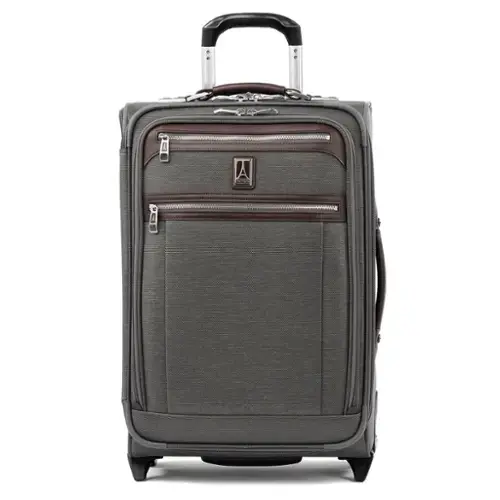 Front. Travelpro - Travelpro Platinum Elite Softside Expandable 22" Carry On Rollaboard - Vintage Grey.