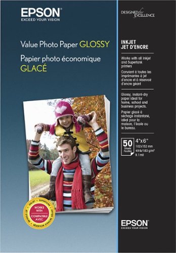  Epson - Value Glossy Photo 4&quot; x 6&quot; 50-Count Paper - Bright white
