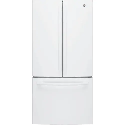 Front. GE - 24.7 Cu. Ft. French Door Refrigerator - High Gloss White.