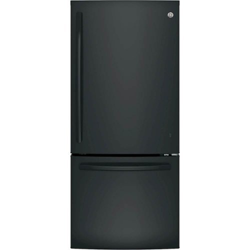 GE - 21.0 Cu. Ft. Bottom-Freezer Refrigerator - High gloss black