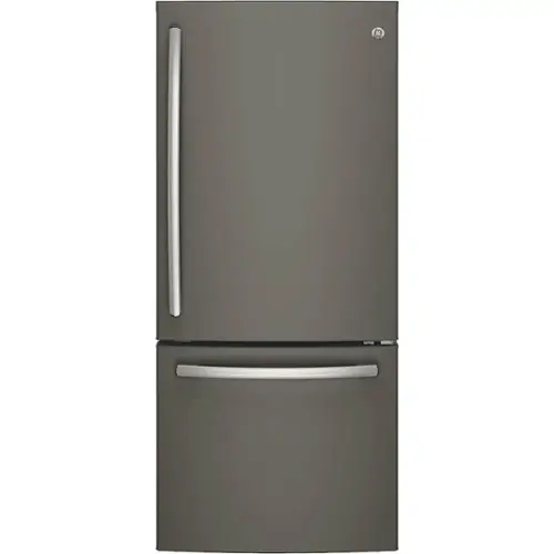 Front. GE - 21.0 Cu. Ft. Bottom-Freezer Refrigerator - Slate.